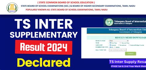 TS Inter Supply Results 2024 Live: IPASE 1st, 2nd year result link .